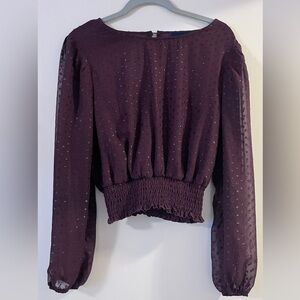 Medium sparkly purple long sleeve crop top
